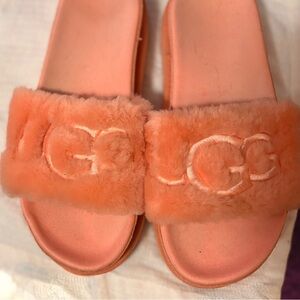 UGG Coral Fuzzy Slide Sandals
